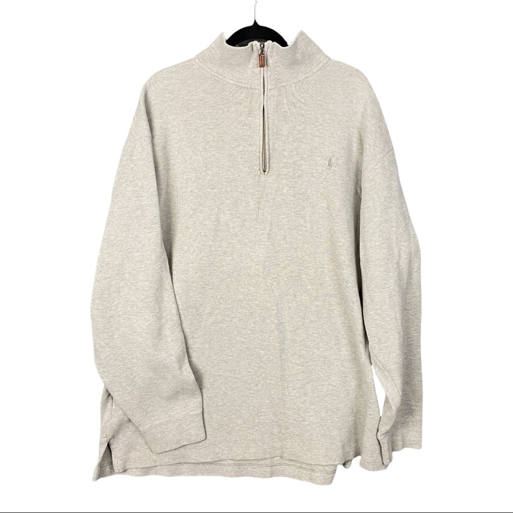 Polo By Ralph Lauren Men's 2XLT Tall 1/4 zip Gray Sweater